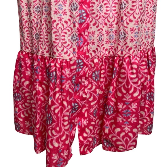 Zara Printed Midi Dress Pink Floral Button Front Tiered Boho Cotton 5029/ - Picture 8 of 13